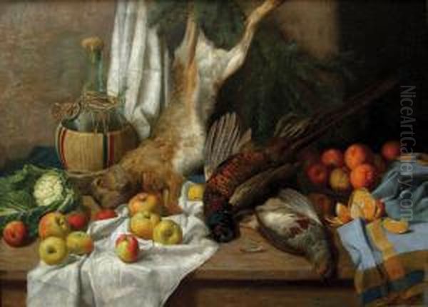 Still-life With Fruit And Game Oil Painting by Marcel Krasicky