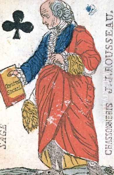 Playing card depicting Jean-Jacques Rousseau (1712-78) 1793 Oil Painting by Chassoneris