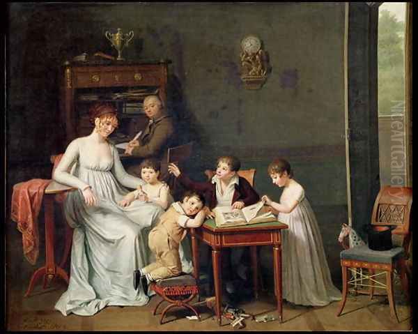 Portrait of a Family, 1800-01 Oil Painting by Joseph Marcellin Combette