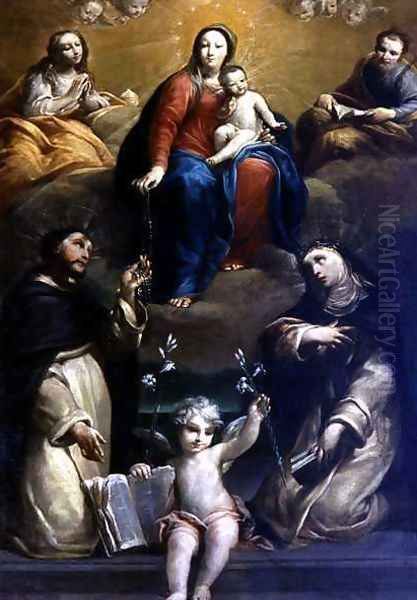 The Madonna of the Rosary with SS Dominic, Catherine, Mary Magdalene, and Joseph, 1732 Oil Painting by Luigi Crespi