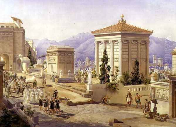 The Via dei Sarpolcri, Pompeii, c.1855 Oil Painting by Frederick Pepys Cockerell