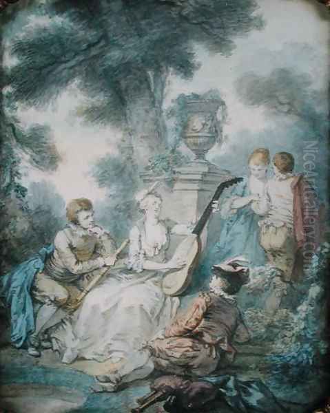 The Guitar Player Oil Painting by Jacques Philippe Caresme