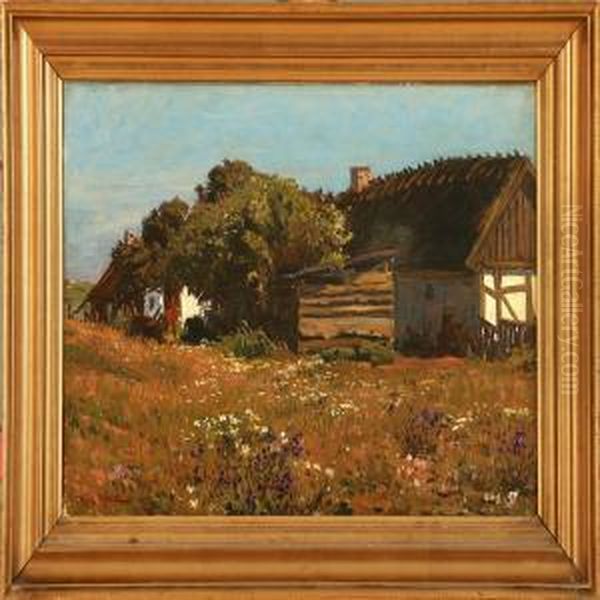 Summer Day At A Farm Oil Painting by Fritz Kraul