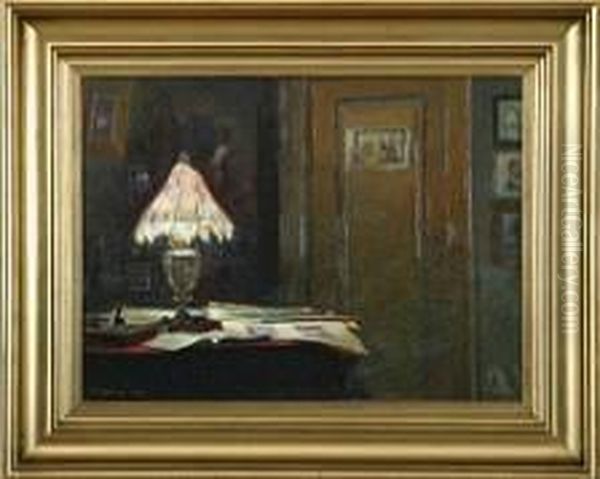 Interior From A Studie Oil Painting by Fritz Kraul