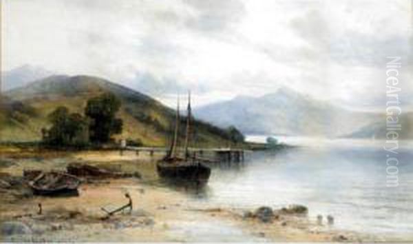 View Of Loch Lomond; View Of Loch Leven Oil Painting by Emil Axel Krause