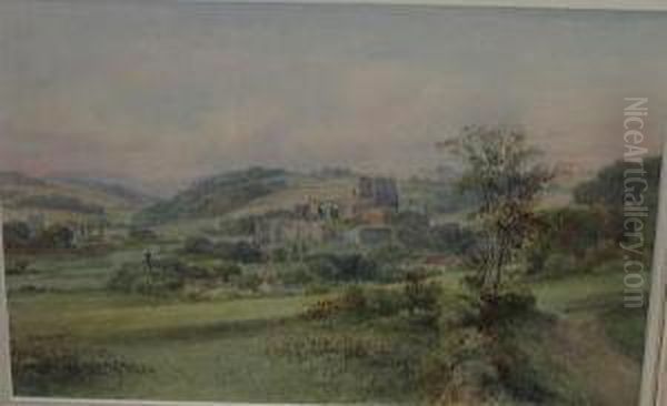 Middleham Castle, Yorks Oil Painting by Emil Axel Krause