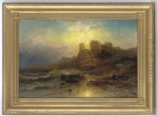 Sunset Off La Haye, Normandy Oil Painting by Franz Emil Krause