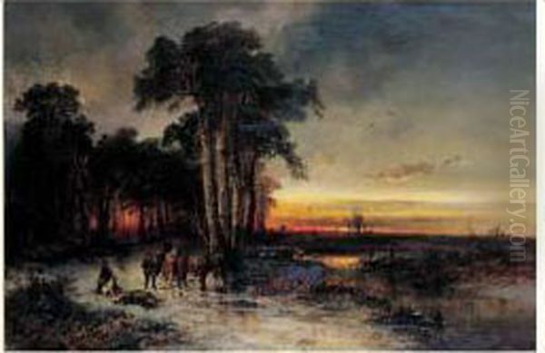 La Chasse Au Sanglier Oil Painting by Franz Emil Krause