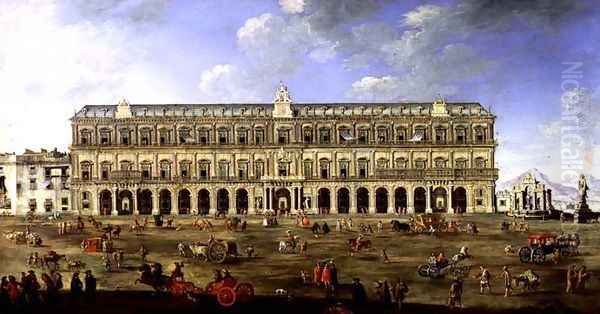 View of the Palace of Naples Oil Painting by Angelo Maria Costa