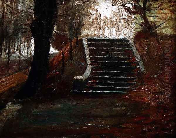 The steps at the Frederiksberg Gardens, Copenhagen Oil Painting by Christian Clausen