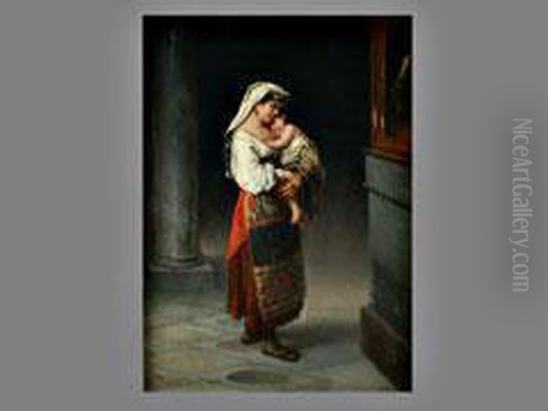 Junge Romische Mutter Mit Ihrem Kind Oil Painting by Wilhelm Kray