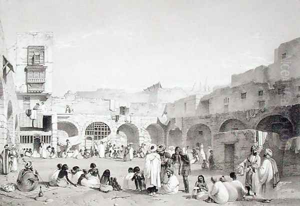 Slave Market, Cairo, 1840s Oil Painting by O.B. Carter (and Warren Henry)