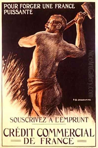 Poster advertising the French National Loan First World War Oil Painting by B. Chavannaz