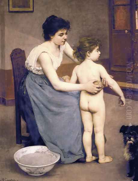 After the Bath Oil Painting by Louis Courtat