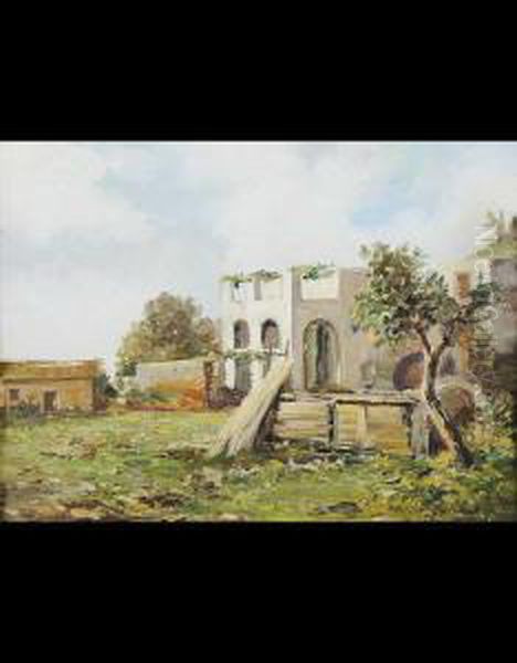 Casolare Nel Campagna Vicino A Palermo Oil Painting by Erminio Kremp