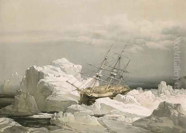 The critical position of H.M.S. Investigator on the North Coast of Baring Island, 1851 Oil Painting by S. Gurney Cresswell