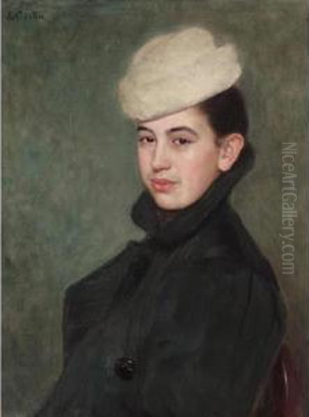 Portrait Bust Of A Young Woman Oil Painting by Lazar' Leibovich Krestin