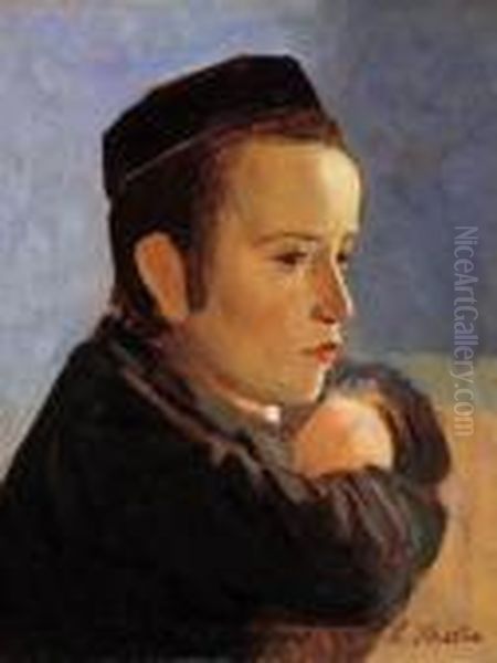 A Boy Oil Painting by Lazar' Leibovich Krestin