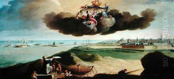 The Town of Dunkirk Presenting the Plan for its Renovation to Louis XV (1710-74) 1758 Oil Painting by Charles Carlier