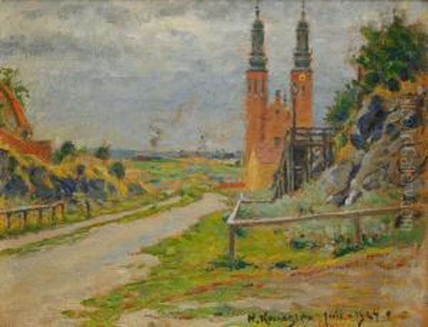 Lundagatan - Stockholmsmotiv Med Hogalidkyrkan Oil Painting by Nils Kreuger