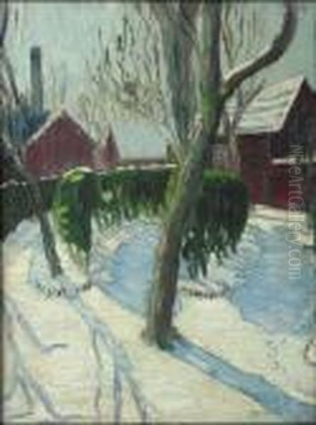 Paysage De Neige, Le Village Oil Painting by Nils Kreuger