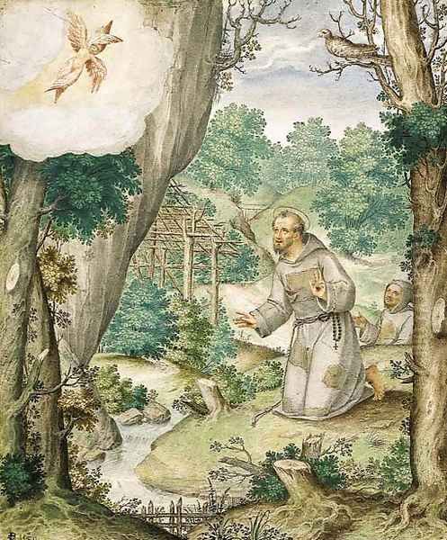 The Stigmatisation of Saint Francis Oil Painting by Giovanni B. (Il Genvovese) Castello