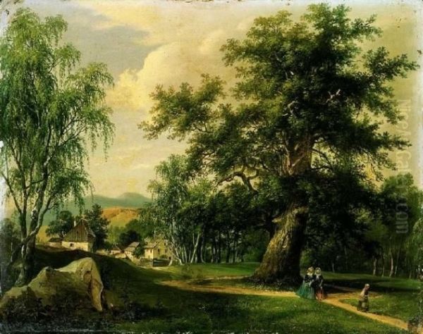 Walking In The Park Oil Painting by Vincenz Kreuzer