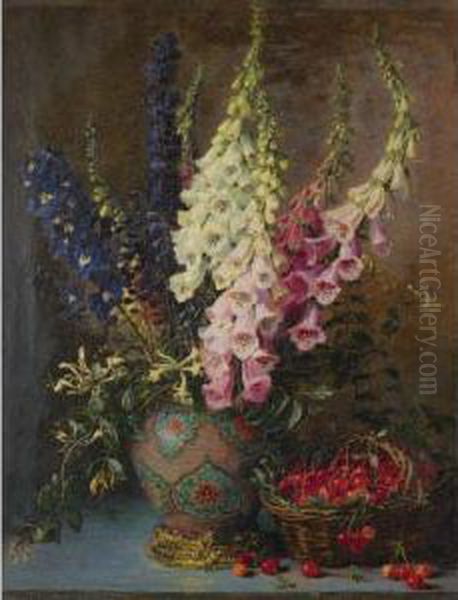 Bouquet Aux Cerises Oil Painting by Alexis Kreyder