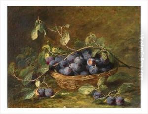 Prunes Dans Un Panier Oil Painting by Alexis Kreyder