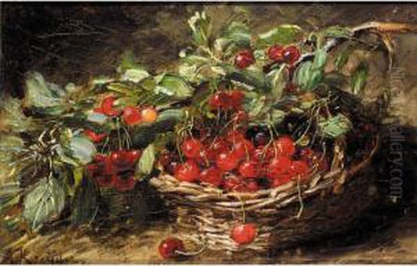 Basket Of Cherries Oil Painting by Alexis Kreyder