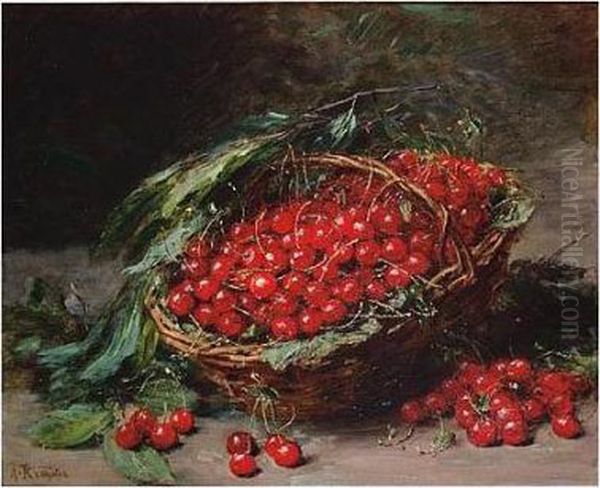 Basket Of Cherries Oil Painting by Alexis Kreyder