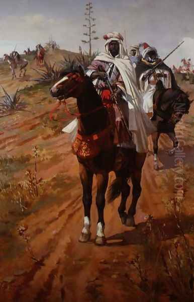 Arab Horsemen Oil Painting by J. Colaco