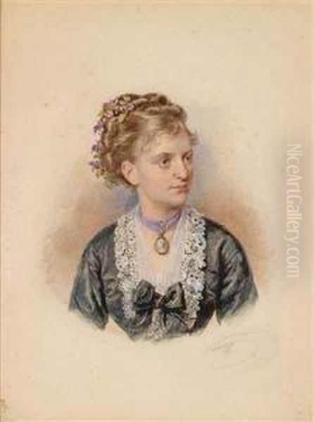 Bildnis Einer Jungen Frau Mitveilchen Im Haar Oil Painting by Josef Kriehuber