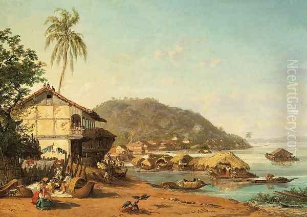 Puerto de Guayaquil Oil Painting by Ernest Charton de Treville