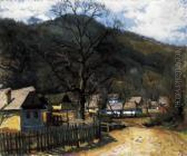 Early Spring In Felsobanya Oil Painting by Janos Krizsan