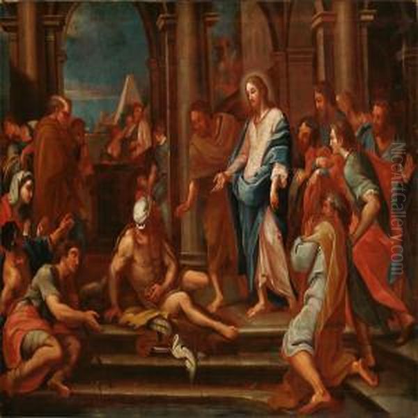 Jesus Heals A Man At The Pool Of Bethesda Oil Painting by Heinrich Krock