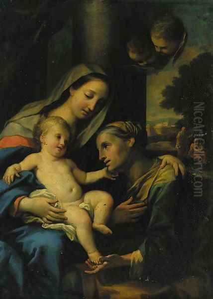 The Virgin and Child with Saint Anne Oil Painting by Placido Costanzi