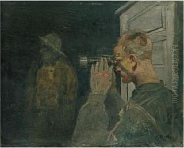 Kystvakten (coastguards) Oil Painting by Christian Krohg