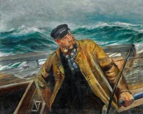 Pilot From Grepan, Verdens Ende Tjome Oil Painting by Christian Krohg