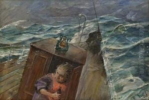 Til Havs Oil Painting by Christian Krohg