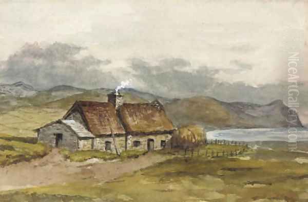 A crofter's cottage on the coast Oil Painting by A.C. Cooke