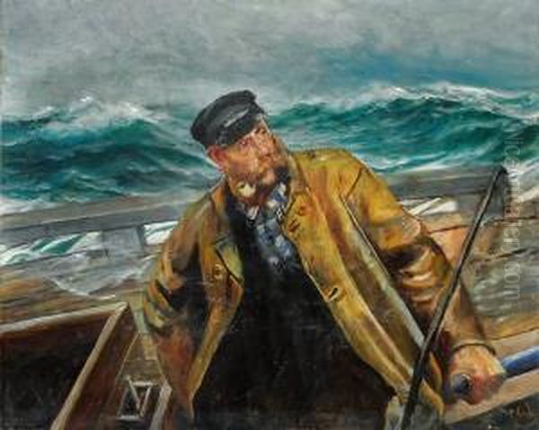 Los Fra Grepan Verdens Ende Tjome Oil Painting by Christian Krohg