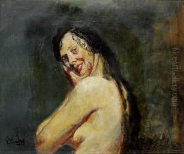 Modellen Oil Painting by Christian Krohg