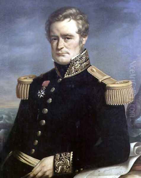 Portrait of Jules Sebastien Cesar Dumont d'Urville (1790-1842) French admiral and explorer, 1845 Oil Painting by Jerome Cartellier