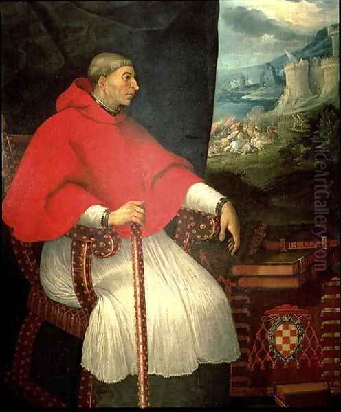 Portrait of Cardinal Francisco Ximenez de Cisneros (1437-1517), 1604 Oil Painting by Eugenio Caxes (Caxesi or Caxete)