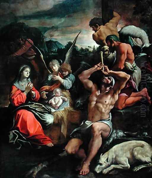 The Adoration of the Shepherds Oil Painting by Giacomo Cavedone