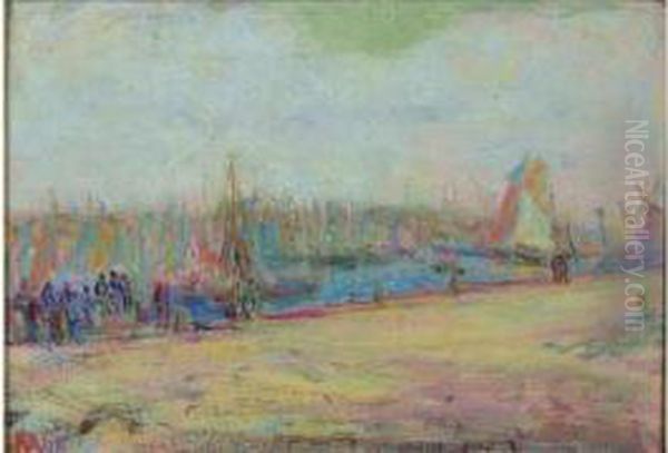 Vue De Port Oil Painting by Paul Kron