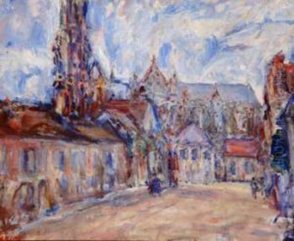 La Cathedrale De Senlis Oil Painting by Paul Kron