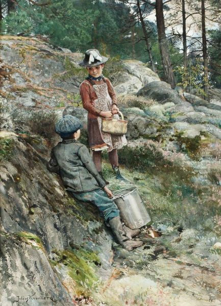 Kurtis I Skogsbacken Oil Painting by Julius Kronberg