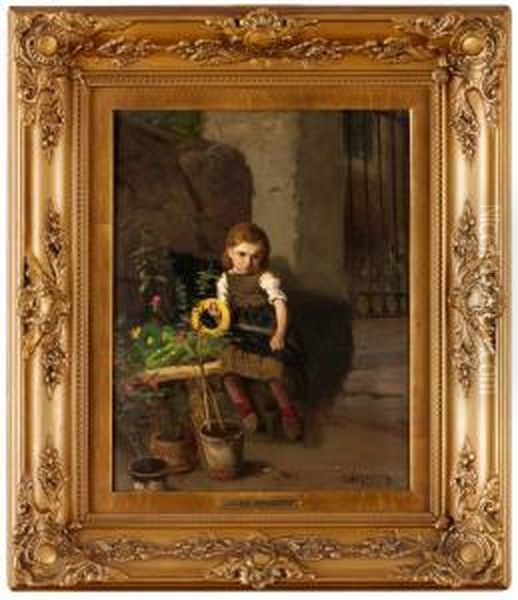 Liten Blomsterforsaljerska Oil Painting by Julius Kronberg